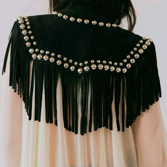 Unk Black Fringe Vest with Silver Studs - Picture 4 of 4